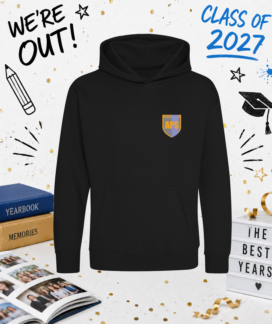 Ardler Leavers 27 (Black Hoodie, White Print) - Image 2
