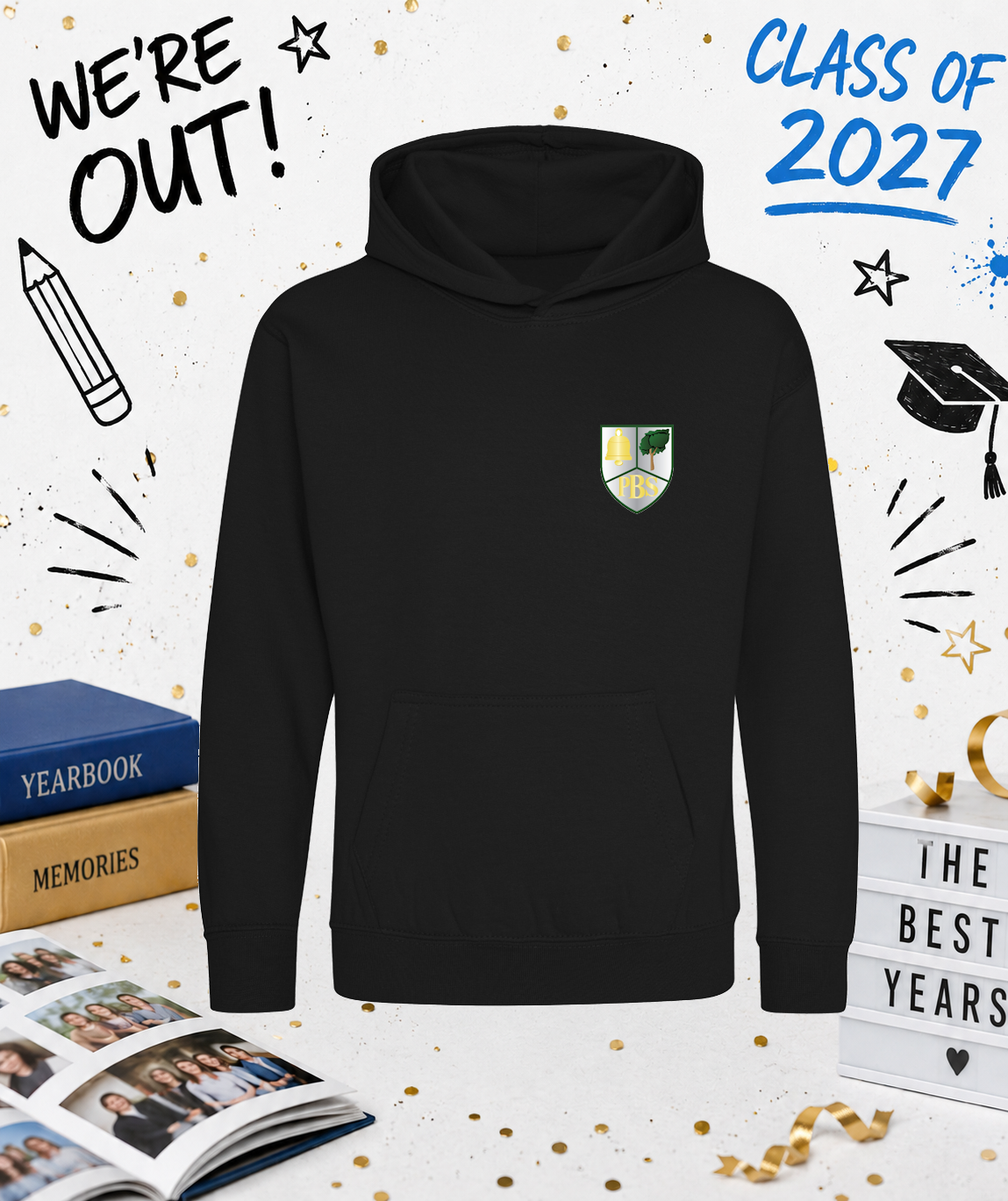 Barnhill Leavers 27 Hoodie (White Print) - Image 2