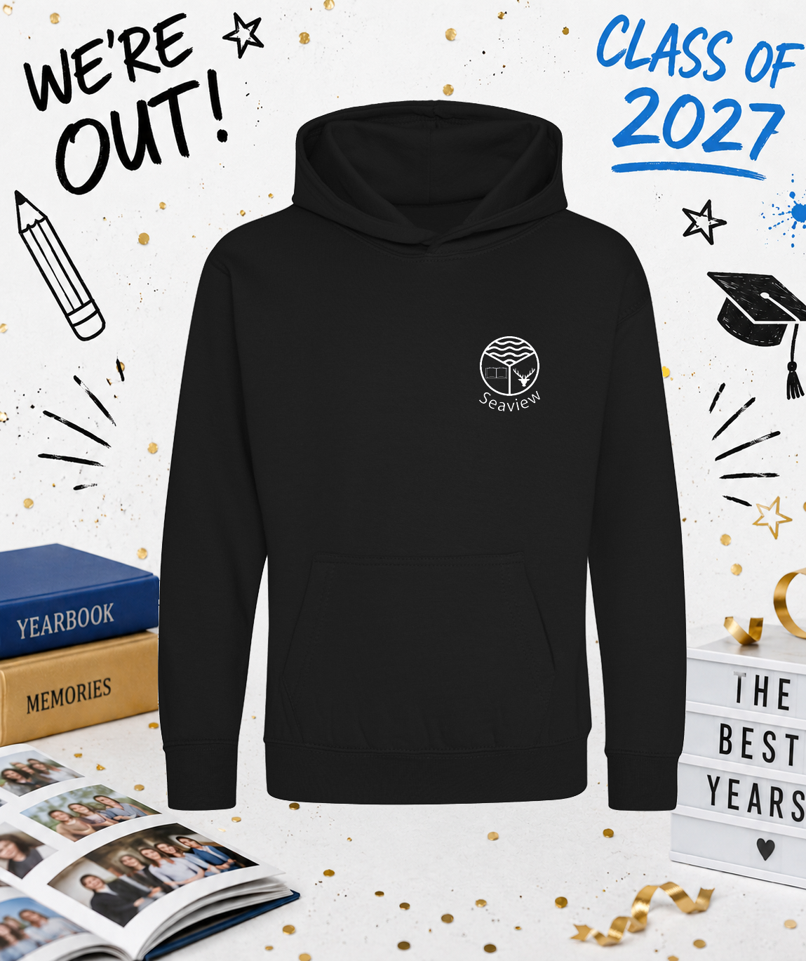 Seaview Leavers 27 Hoodie (White Print) - Image 2